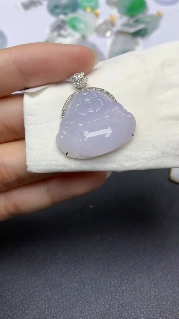 翡翠18K金镶嵌颈饰天然缅甸a货翡翠