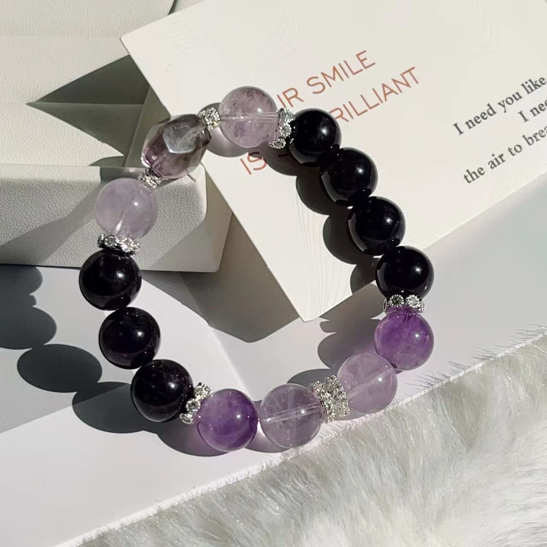 玻利维亚紫深浅乌拉圭紫水高级显白女款手串原创设计ZDYSJ00045