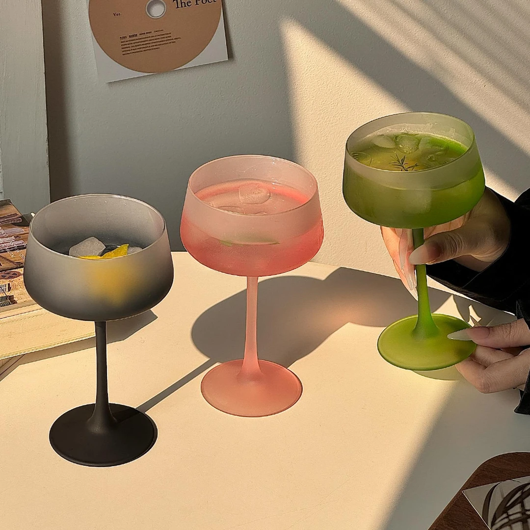 大圣高脚杯磨砂塔杯酒吧鸡尾酒杯甜酒杯ins果酒杯女士微醺特调杯