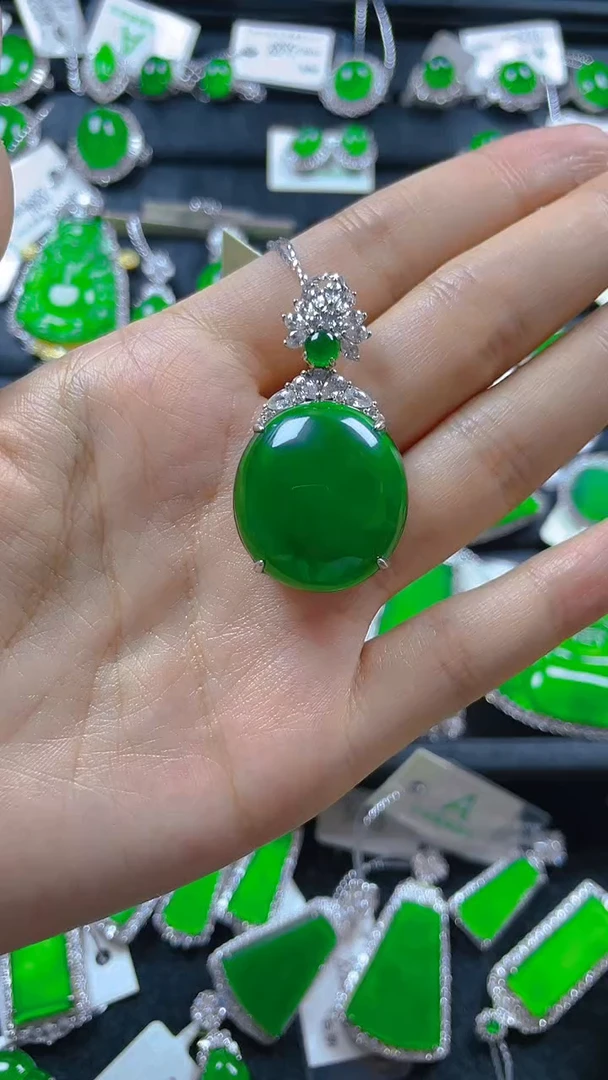 颈饰银S925镶嵌翡翠11