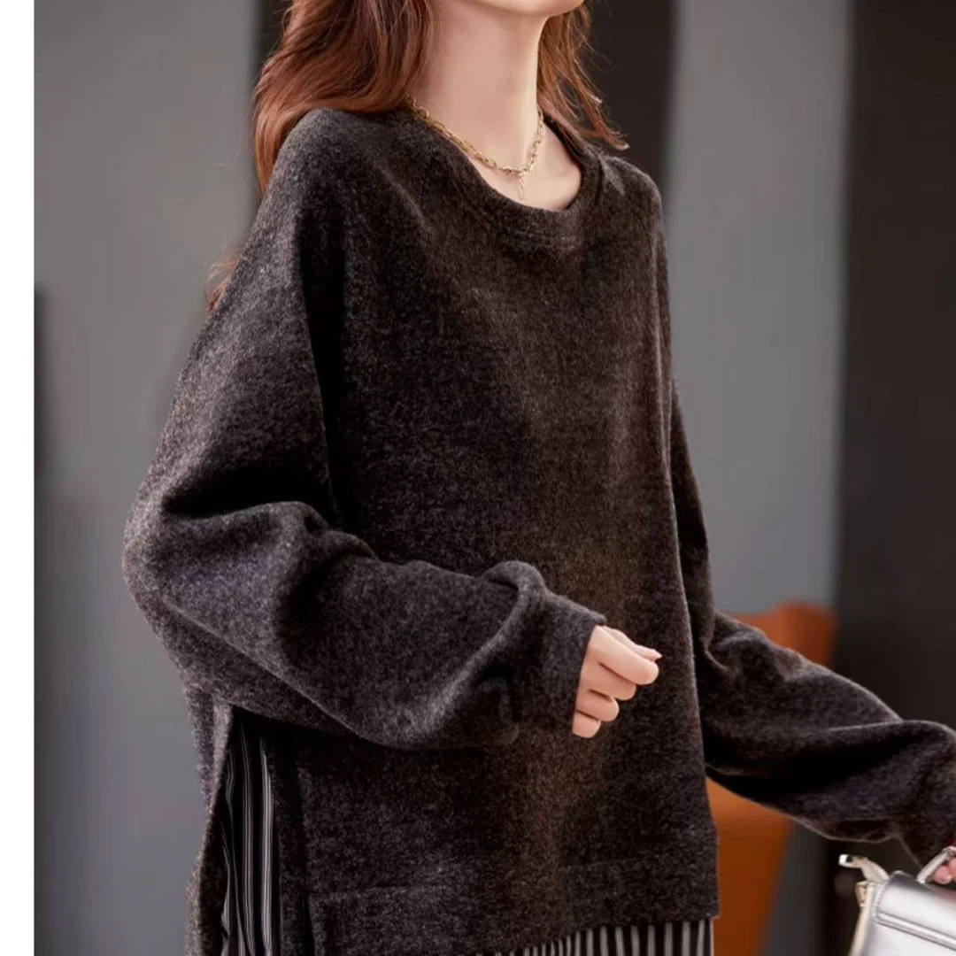 【丽丽家】冬季高货韩系羊毛加绒加厚假两件上衣5053