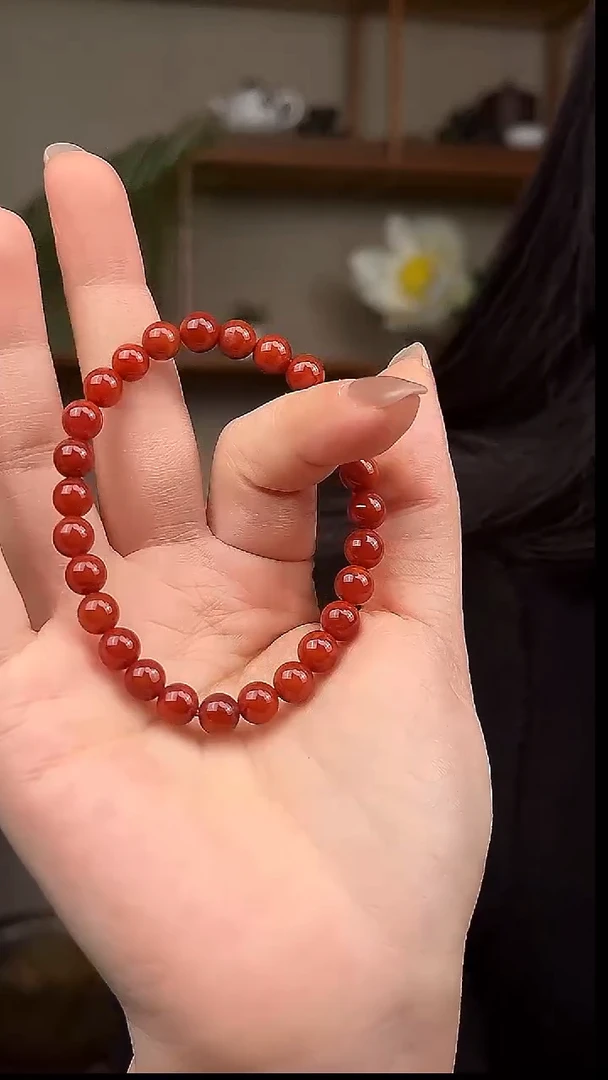 未镶嵌手串南红玛瑙玫瑰红圆珠