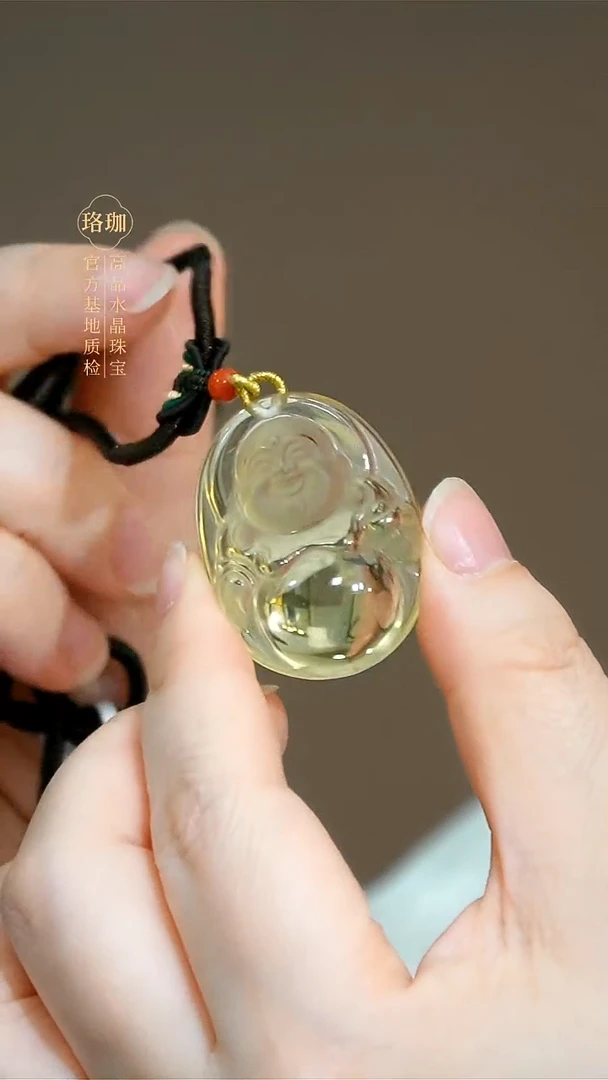 未镶嵌颈饰水晶黄水晶大肚佛手工绳项链