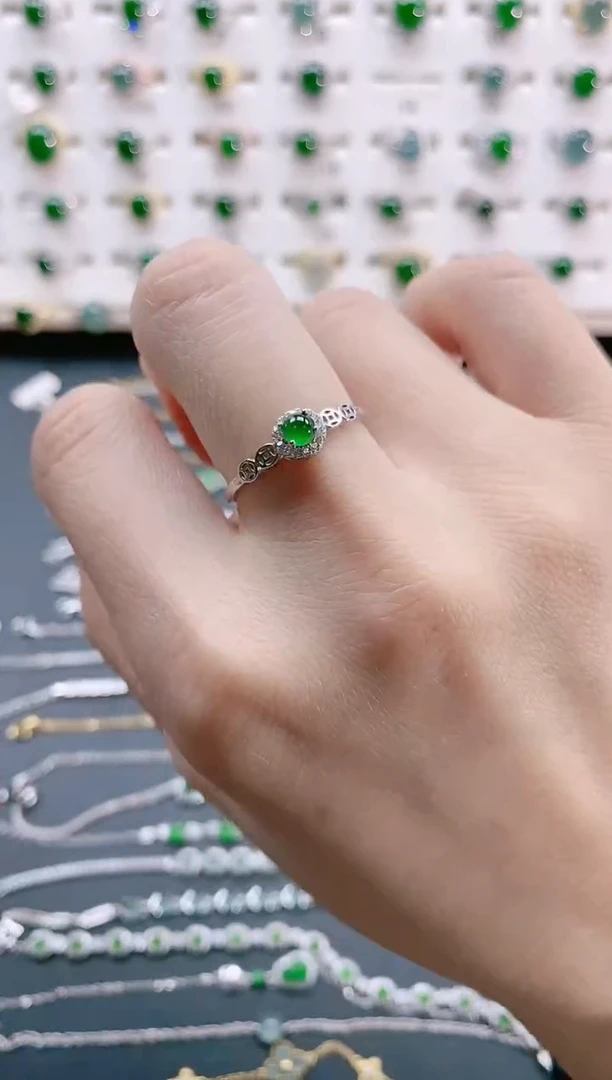 【闪购商品】翡翠戒指银S925镶嵌天然翡翠