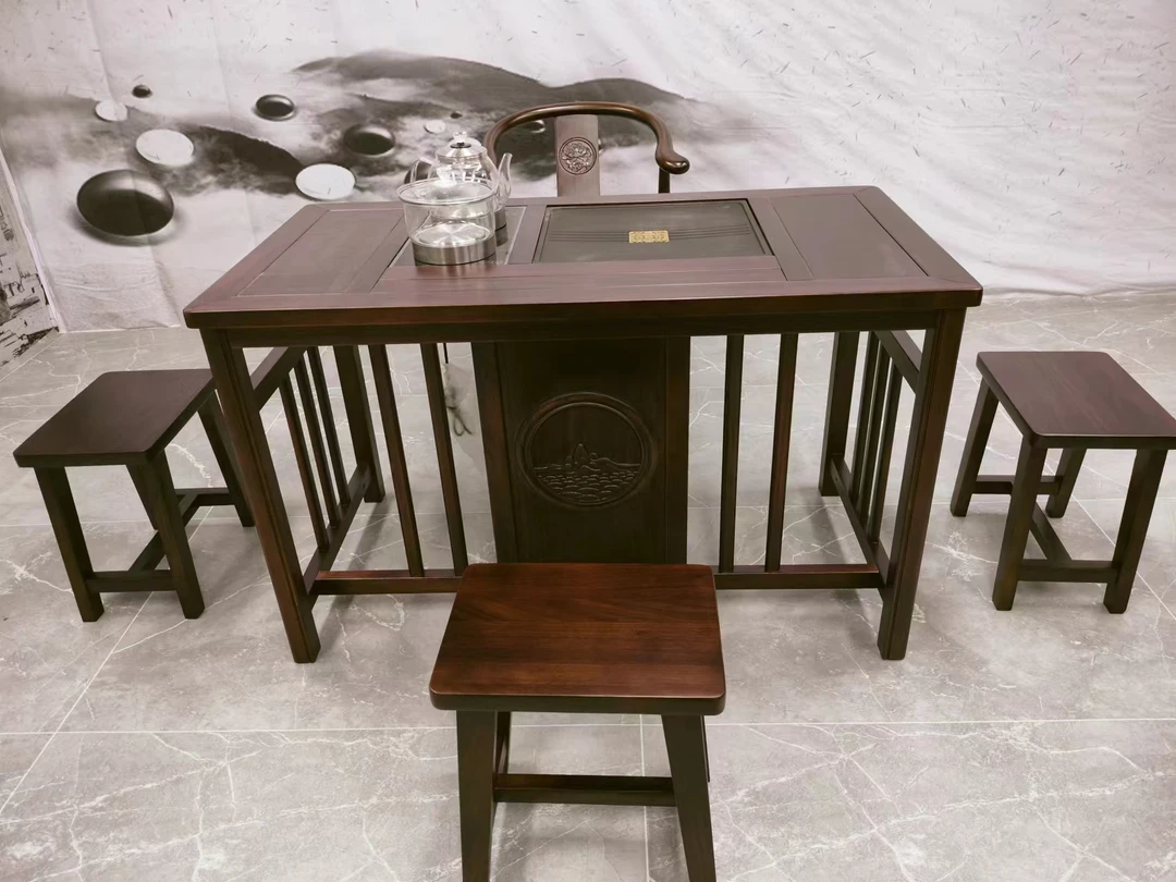 新中式实木茶桌椅组合泡茶阳台办公室中堂家用一体组合式功夫泡台