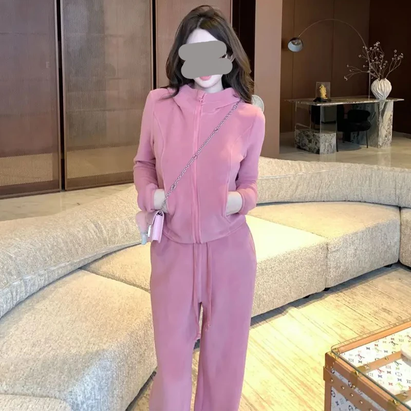2025秋冬新款【桃桃香氛】新款辣妹百搭加绒加厚厚实时尚套装女潮