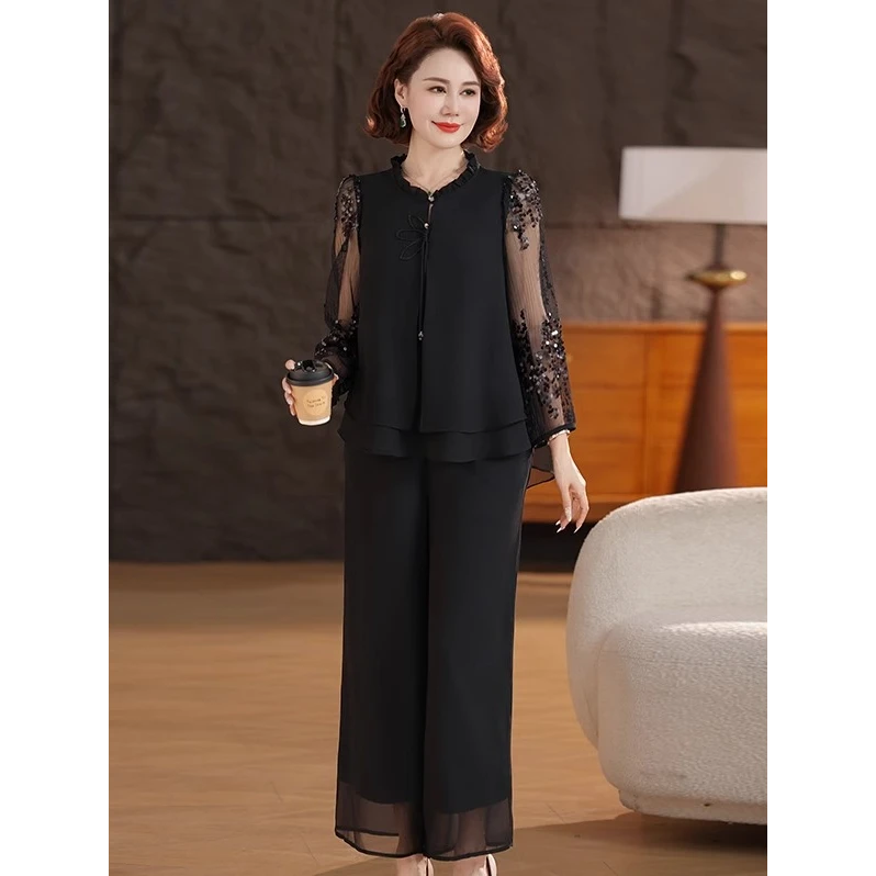 两件套套装女2025春季款时尚百搭文艺上衣裤子D3186