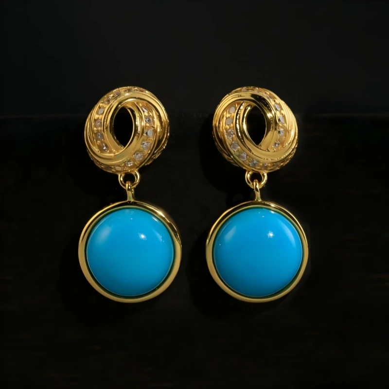 S925银绿松石美松耳饰-YY0085AMB