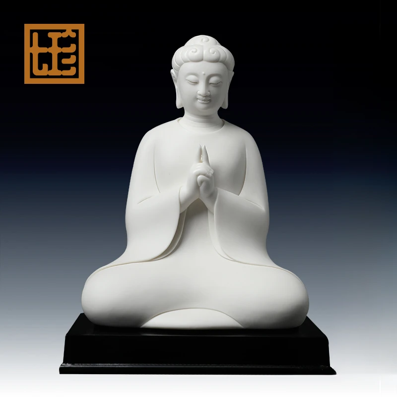 七珍 陶瓷摆件《说法如/来/像》林建平装饰释迦牟尼瓷像 家居饰品
