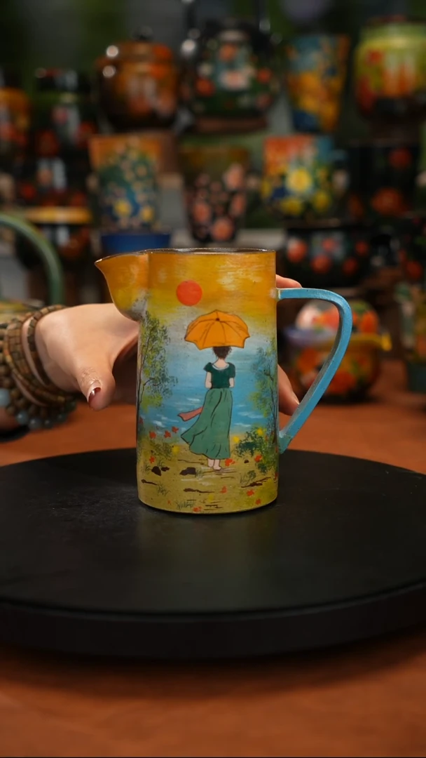 紫砂油画釉下彩手绘