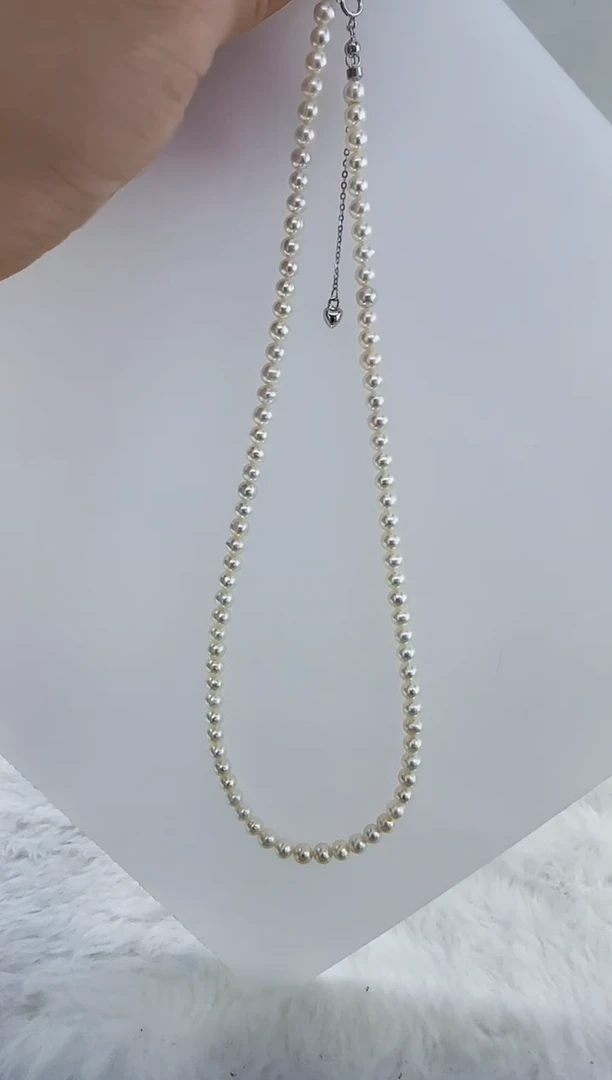 银S925镶嵌淡水珍珠DA淡水珍珠项链4-5 y481