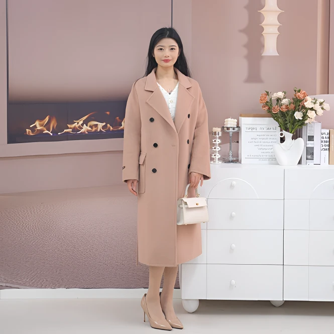 H1070纯羊毛双面呢气质新款中长款毛呢外套冬季大衣