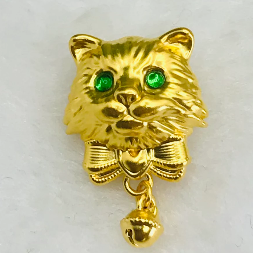 足金5D工艺  镶嵌猫吊坠【830】 附加费148