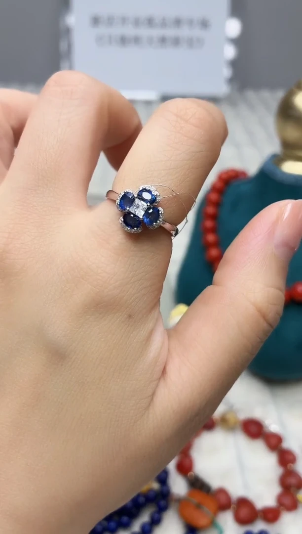 戒指蓝宝石银S925镶嵌055BJ1212产品一个（多样性）