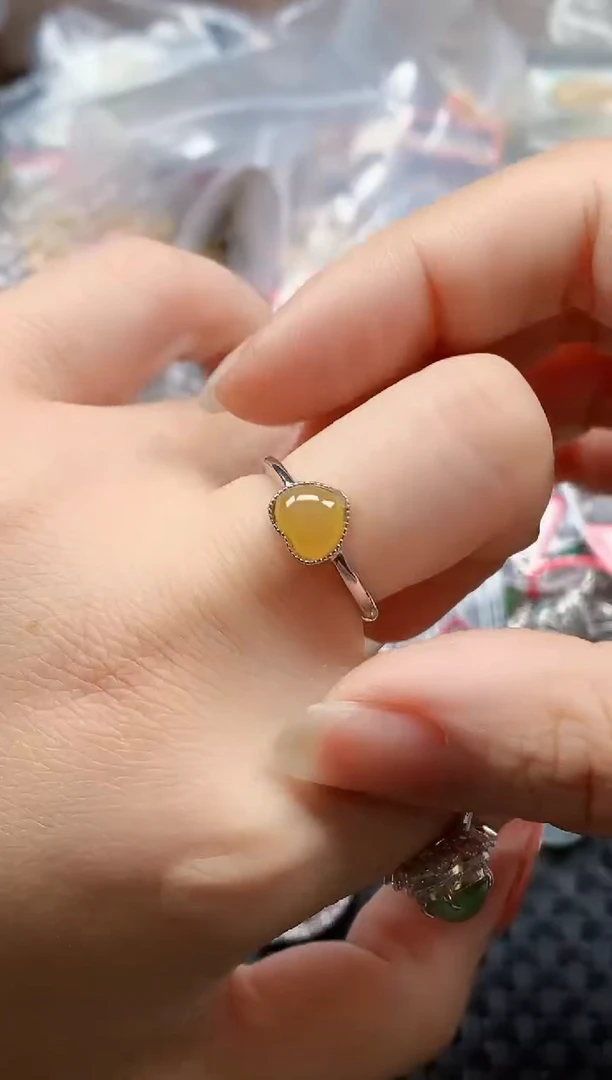 银S925镶嵌戒指翡翠天然A货缅甸翡翠
