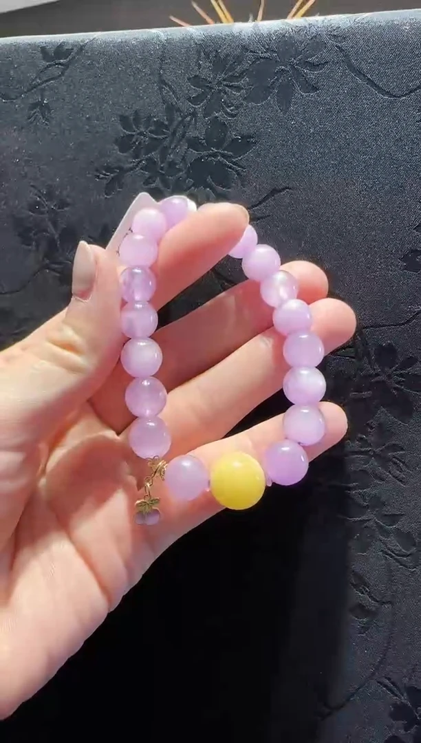 18K金镶嵌锂辉石手串珠宝原创直播间