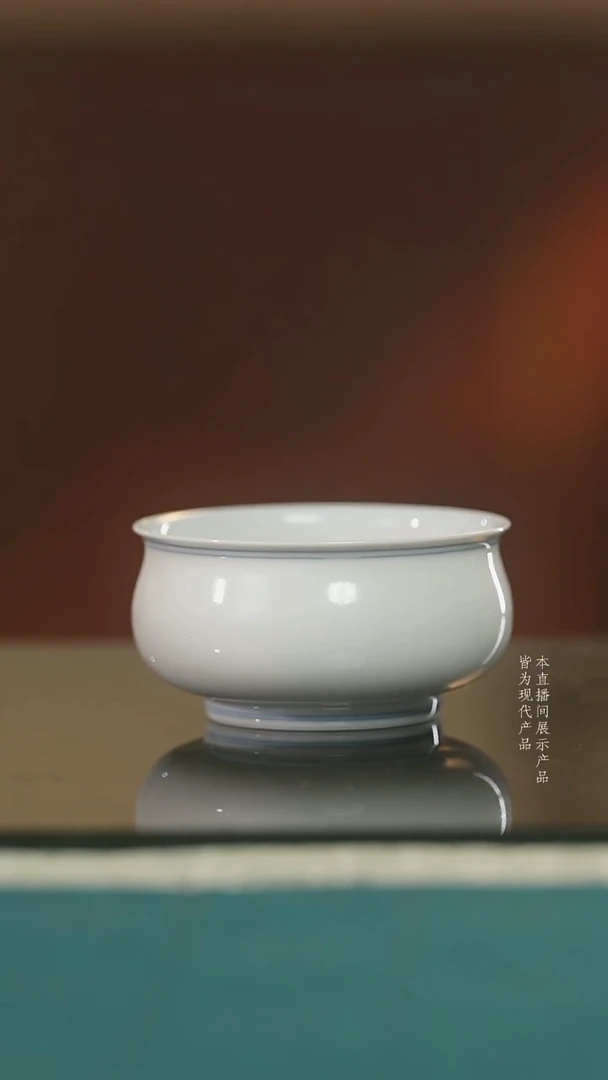 杯子陶瓷双圈线白胎矮炉石杯