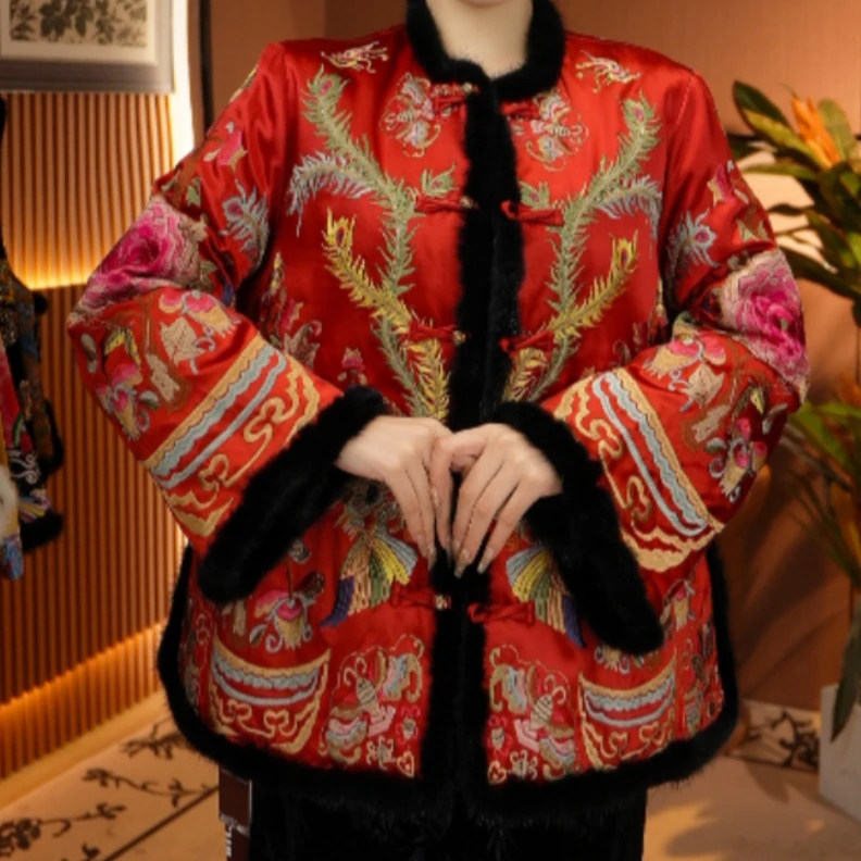 【凤川牡丹】重磅刺绣国风冬款加厚外套2024B2120小小-大女王仓