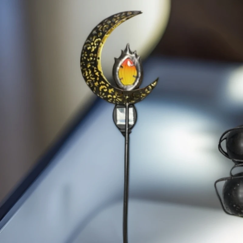 户外太阳能月亮火焰创意地插庭院灯镂空光影防水花园景观挂灯