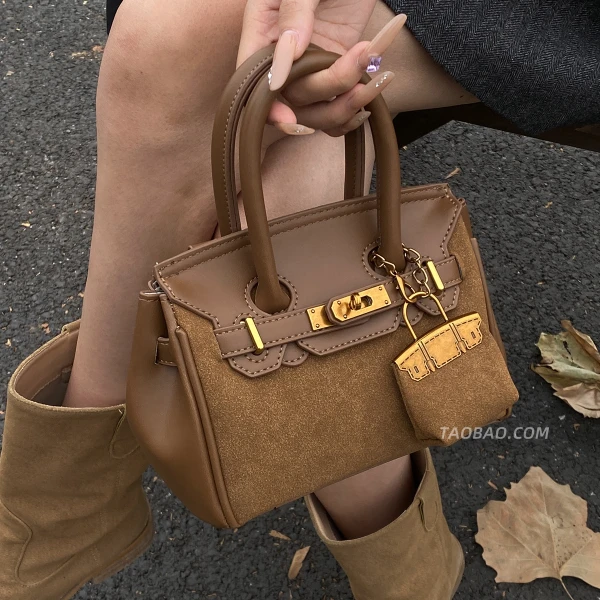 秋冬季复古美拉德棕色包包女2025新款百搭斜挎包手提铂金包小拎包