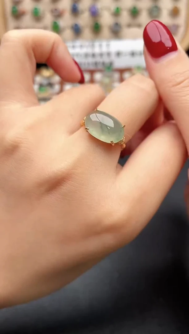 银S925镶嵌戒指翡翠一物一证一礼盒