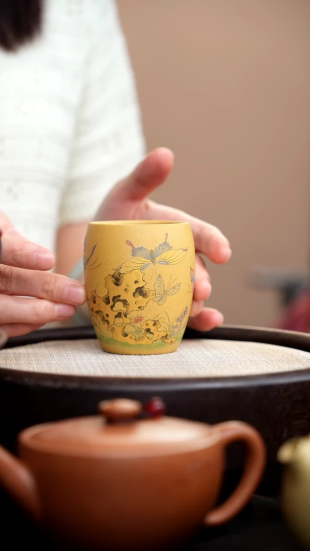 茶壶紫砂黄金段龙蛋杯蝶恋花