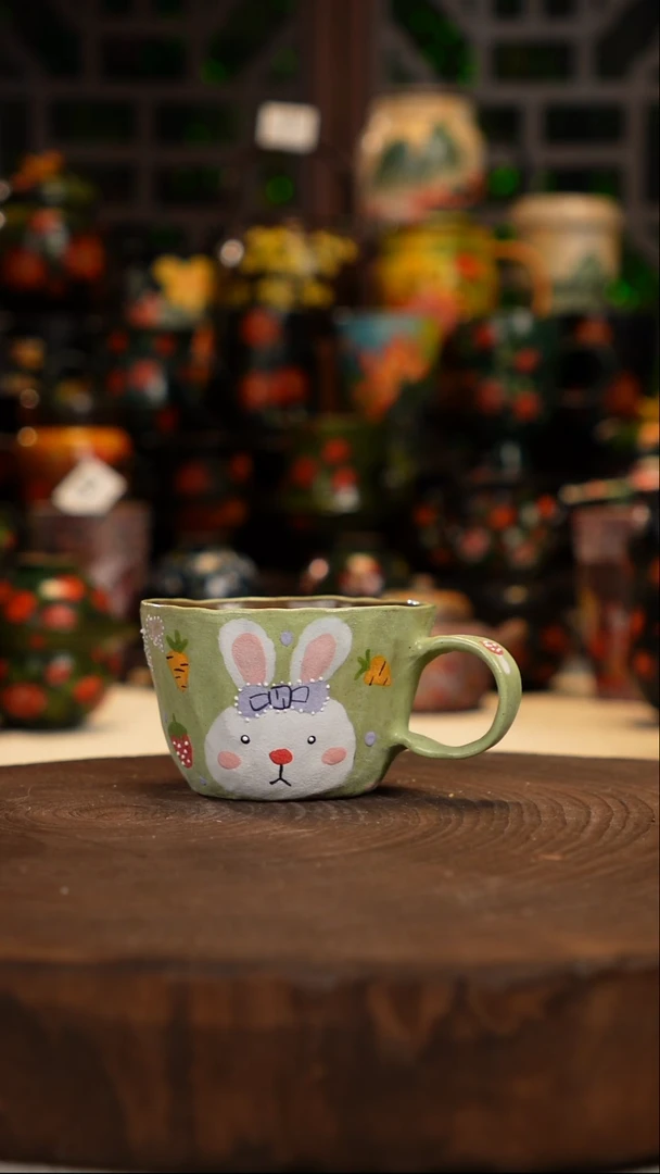 油画   手绘釉下彩杯子