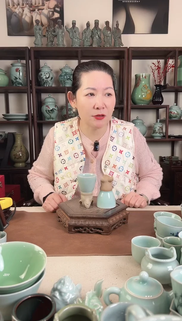 青瓷 兽首杯2只装