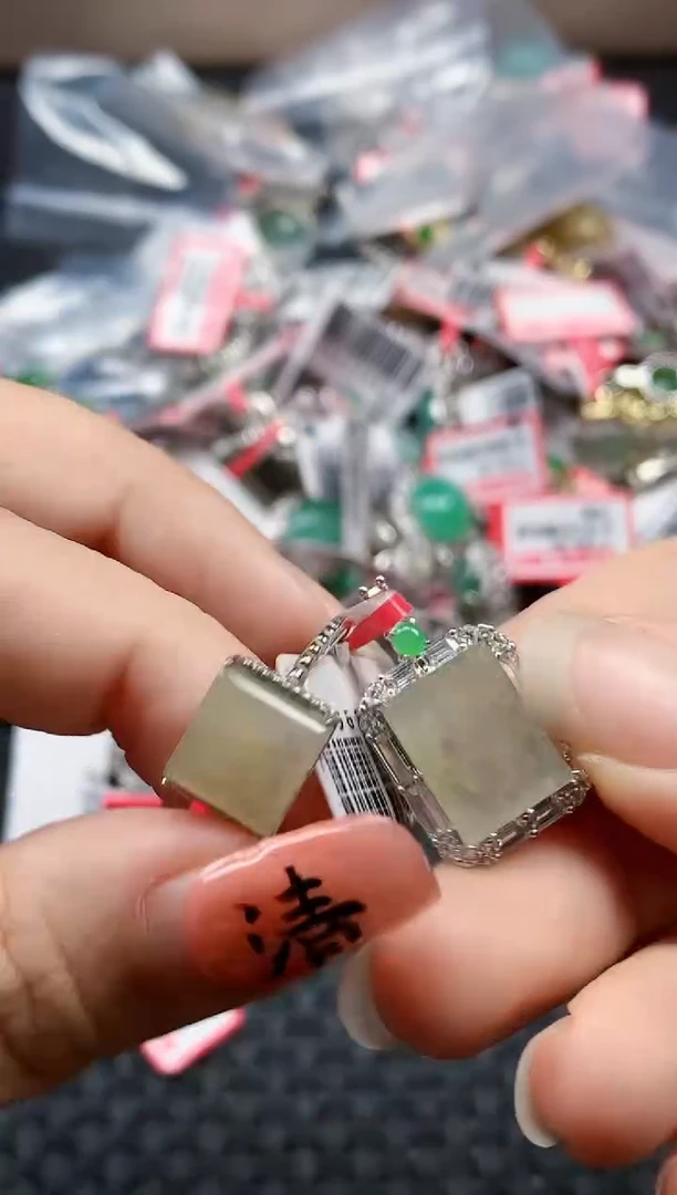 银S925镶嵌戒指翡翠天然A货缅甸翡翠