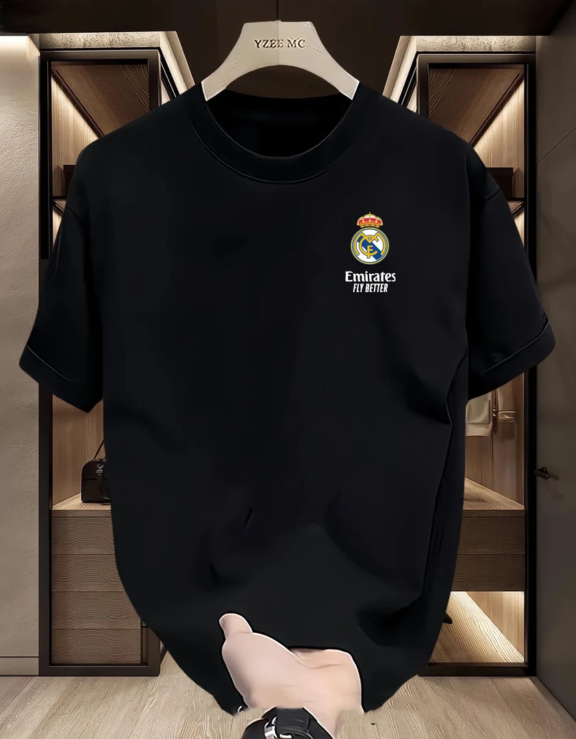 2025【高品质】纯棉足球短袖圆领宽松230克重面料球队赞助商款