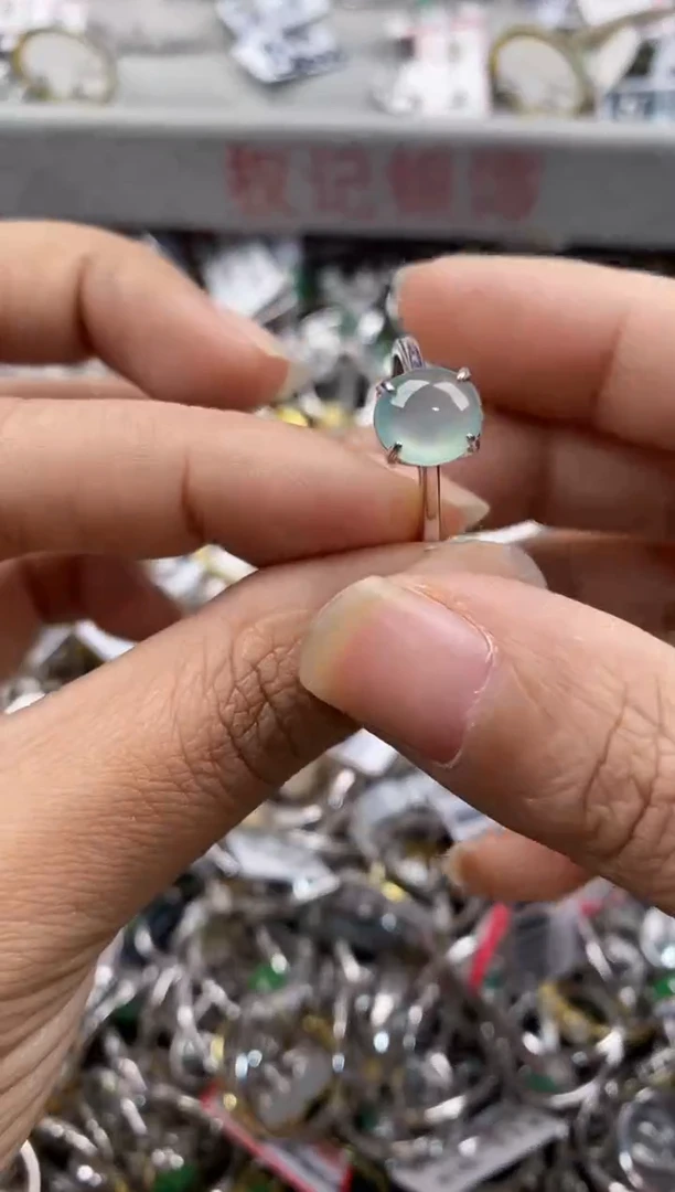 银S925镶嵌戒指翡翠888---2