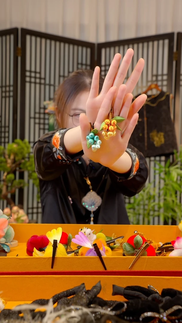 织绣秋*妹非遗手工绒花饰品