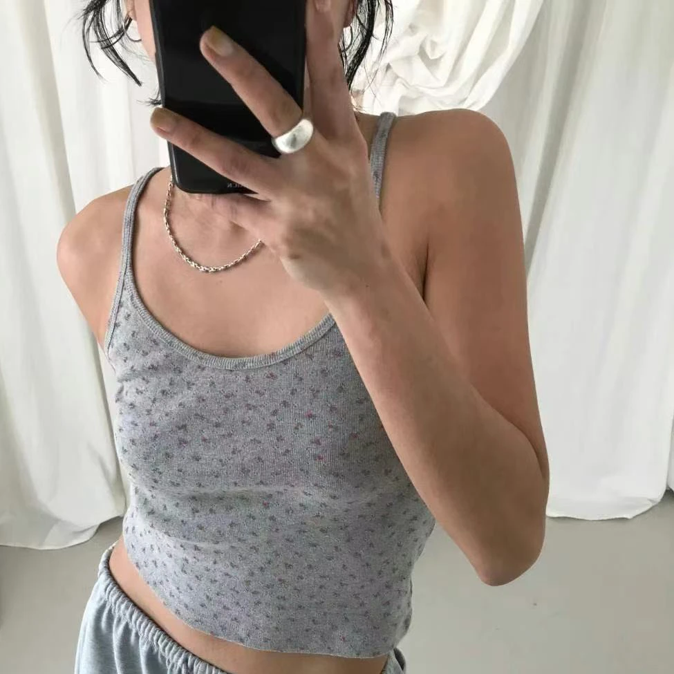 No退No换壹韩国东大门女装2025春季新款设计感碎花吊带背心女114g