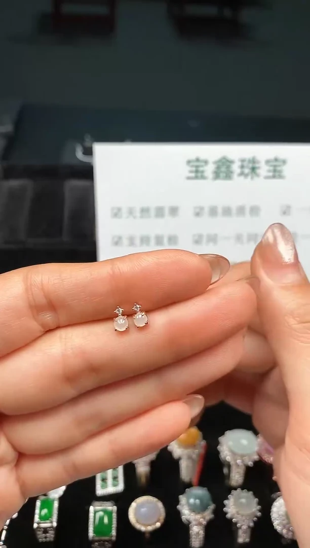 银S925镶嵌翡翠耳饰22