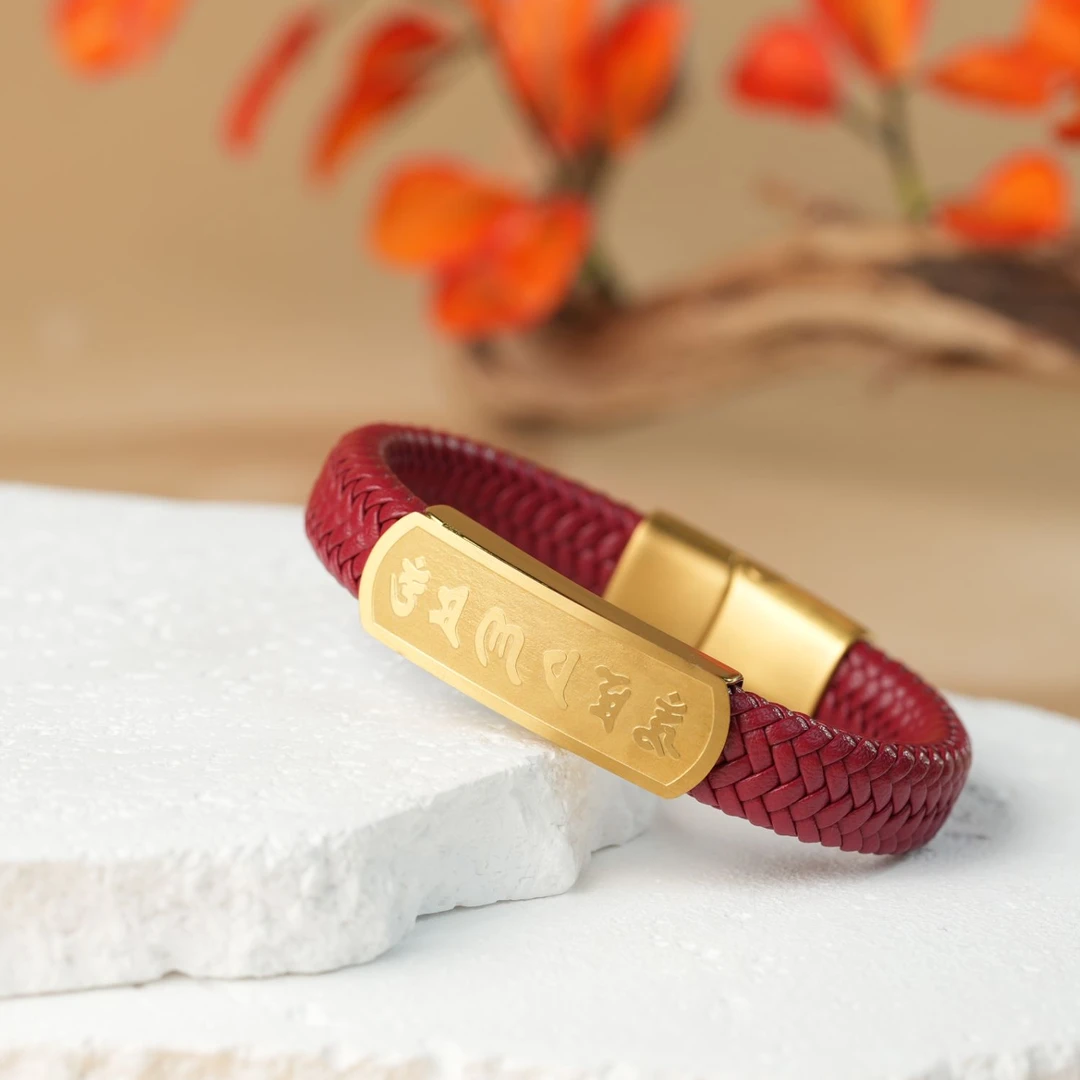 壹加小羊|红六字箴言黑五条经文手牌手环