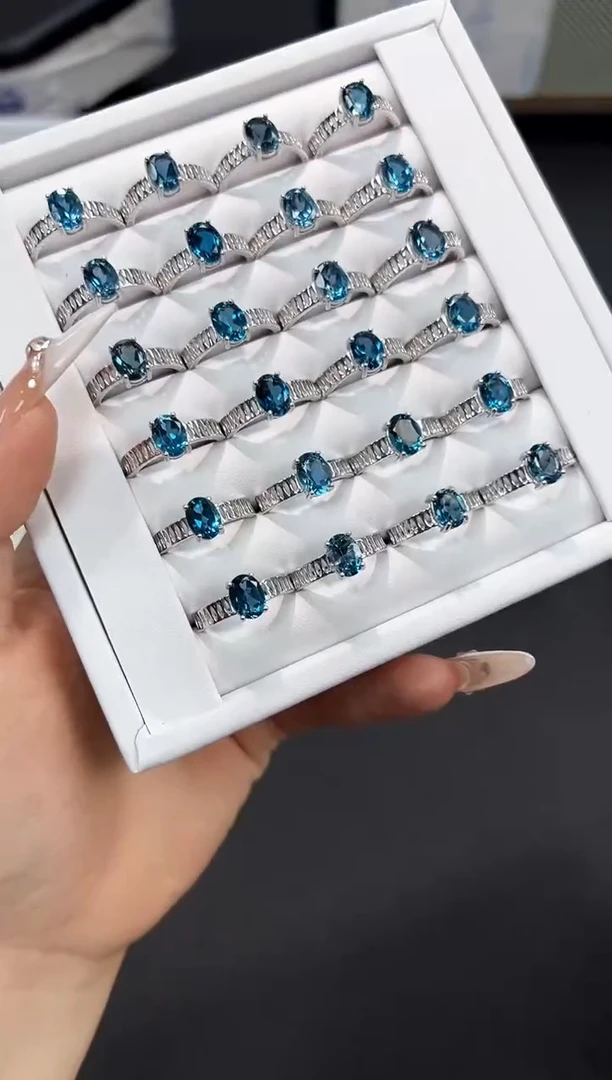 托帕石戒指银S925镶嵌66V样性发其一【1个】