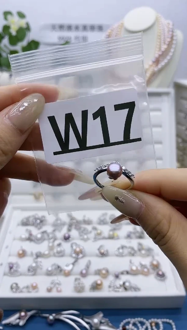 银S925镶嵌无淡水珍珠反***猫W17