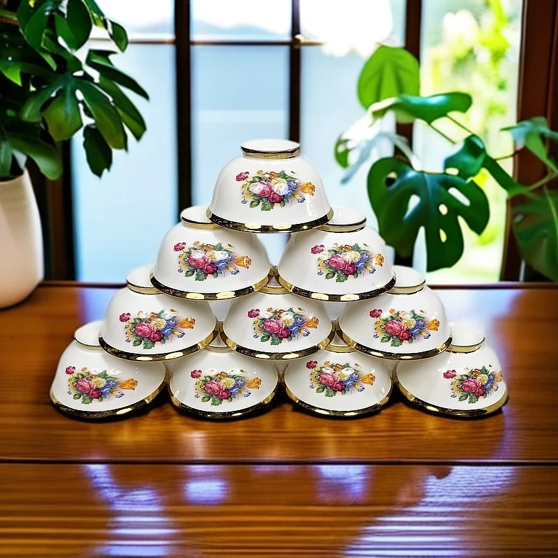 玫瑰花印刷大碗12只（14cm）