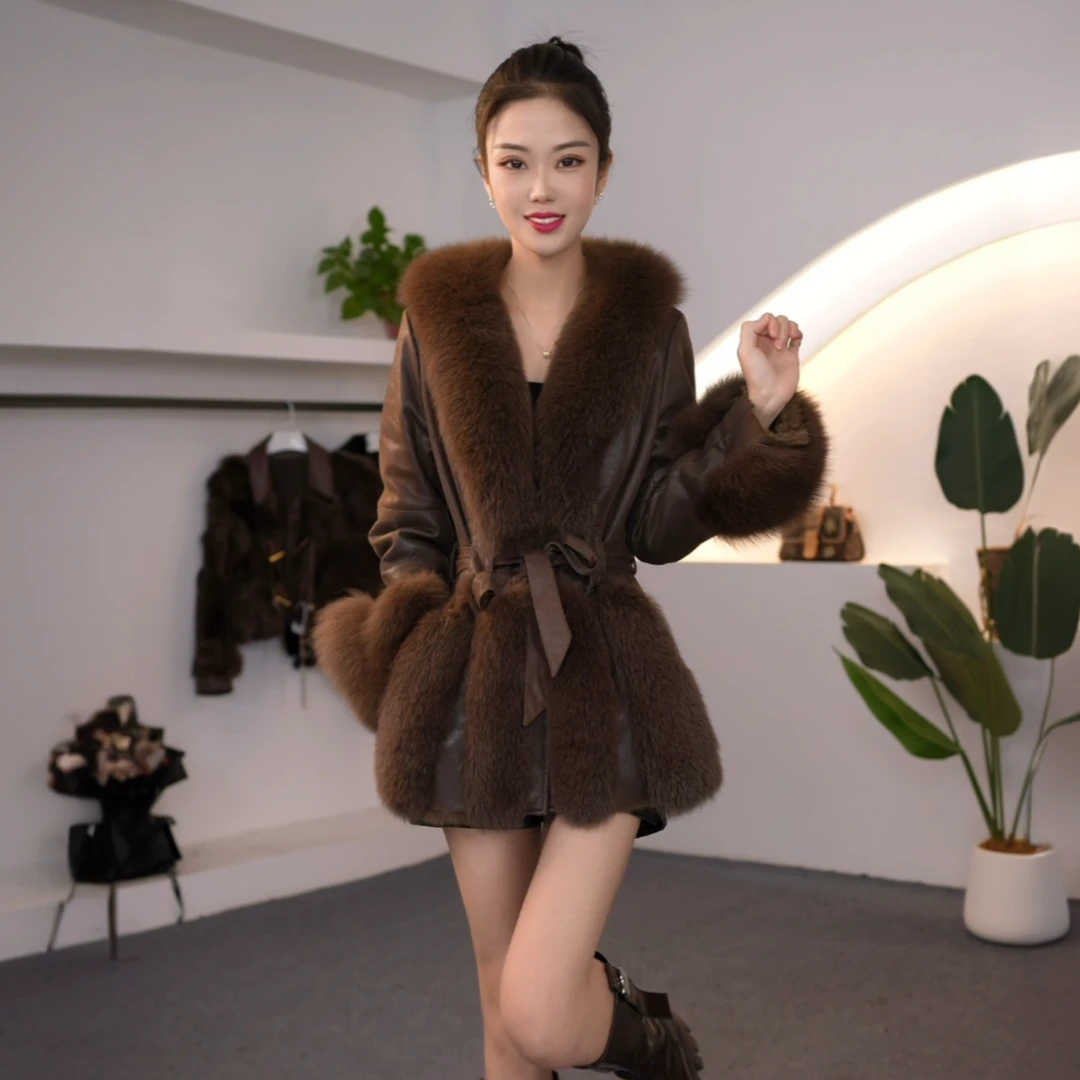 真皮草皮毛一体显瘦气质狐狸皮草外套PM448