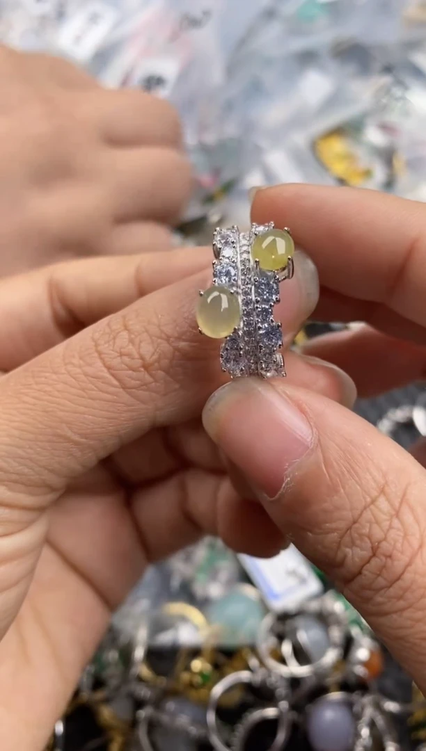 银S925镶嵌戒指翡翠12-2