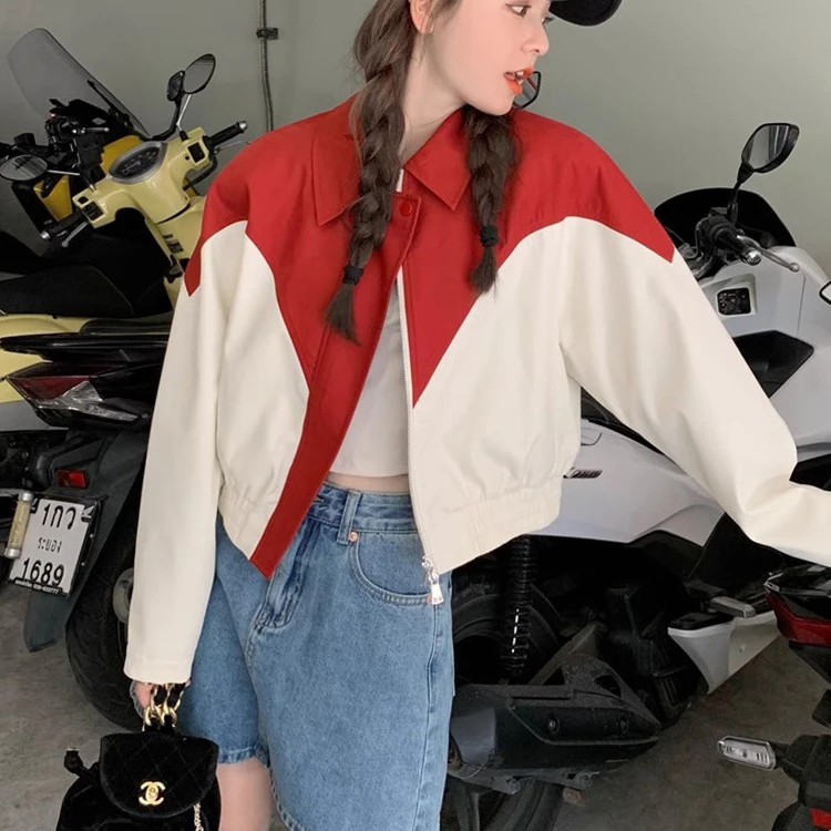 红色短款棒球服外套女春秋2025新款别致减龄漂亮洋气韩系上衣夹克