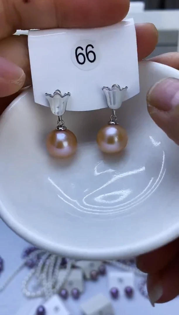 银S925镶嵌耳饰淡水珍珠66