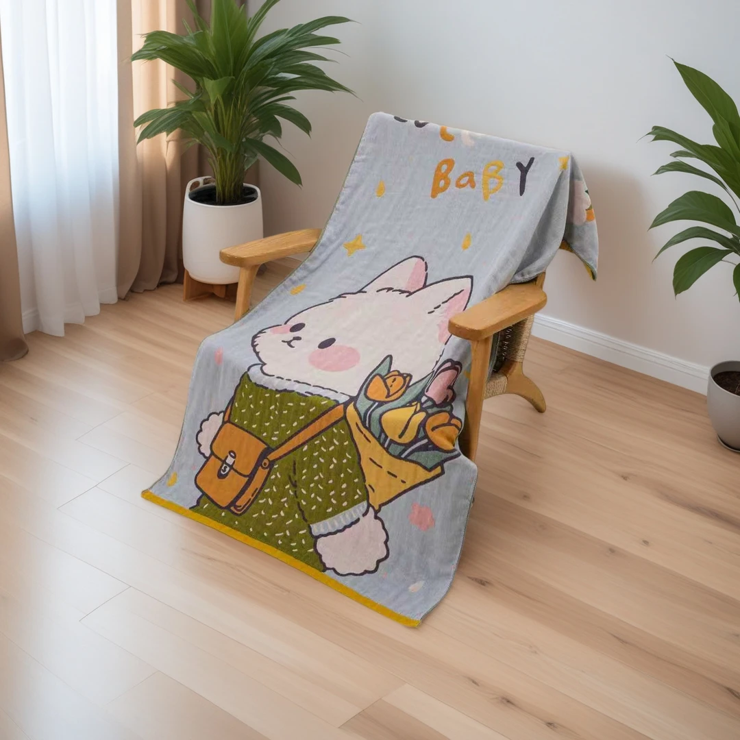 纯棉浴巾成人家用大毛巾吸水速干不掉毛情侣卡通全棉洗澡裹巾