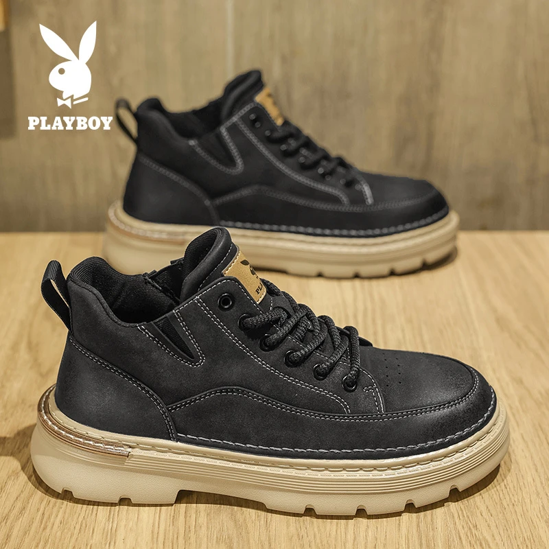 PLAYBOY/花花公子秋季轻奢男鞋耐脏休闲时尚运动鞋轻便增高工装鞋