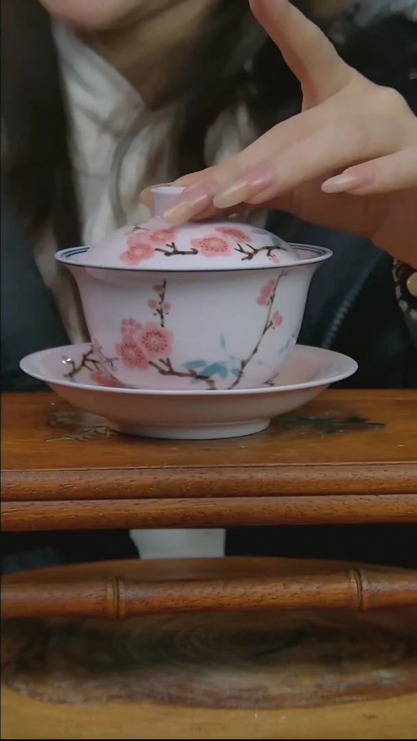 摆件陶稀土翠竹红梅三才