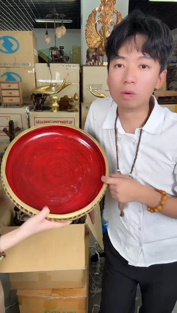 实木泰古牛牛掐丝琉璃果盘