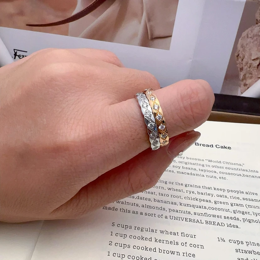 【窄版菱格戒指】轻奢时尚设计师百搭个性简约菱格纹