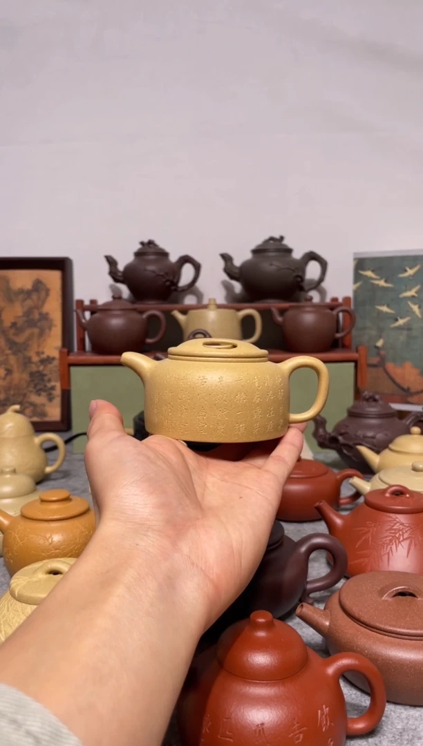 茶杯紫砂福利品 微微瑕宝山墨绿 牛盖莲子180cc