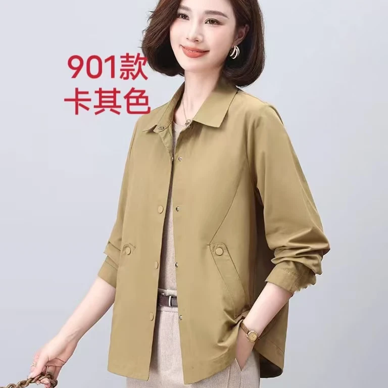 901女装妈妈装大码春秋显瘦长袖休闲百搭薄款宽松洋气短款时尚