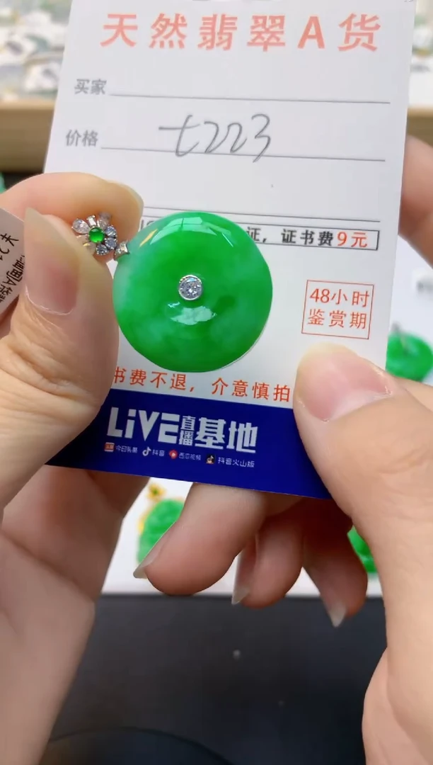 颈饰18K金镶嵌翡翠天然缅甸A货翡翠